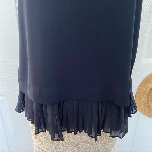 Banana Republic v neck navy sleeveless top ruffle hem tank sheer fabric size S - Picture 9 of 13
